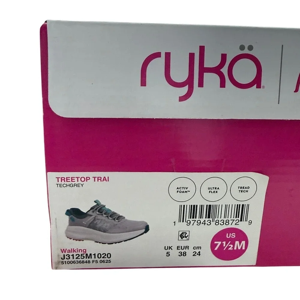 Ryka Treetop‎ Trail Tech Grey Teal Walking Shoes Womens 7.5 M J3125M1020 NEW